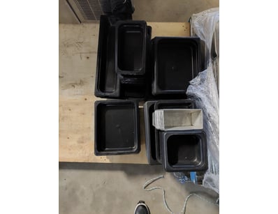 Commercial kitchen lot comprising stainless steel ...