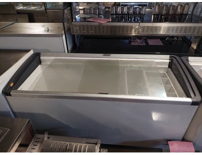 Commercial glass door display freezer with interio...
