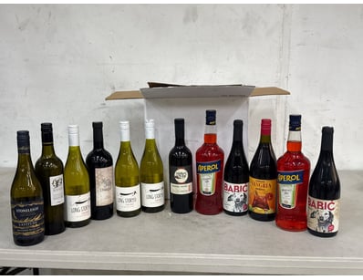 Assorted liquor and wine, Aperol, Sangria, Babic O...