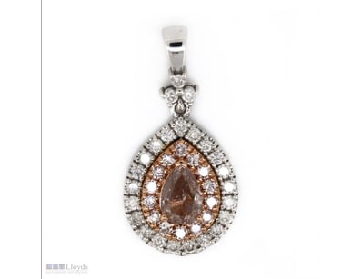 14K WHITE/ROSE GOLD, PINK DIAMOND AND DIAMOND, DOU...