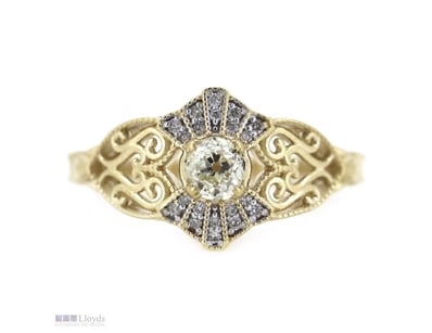 14K YELLOW GOLD AND DIAMOND, ART DECO INSPIRED RIN...