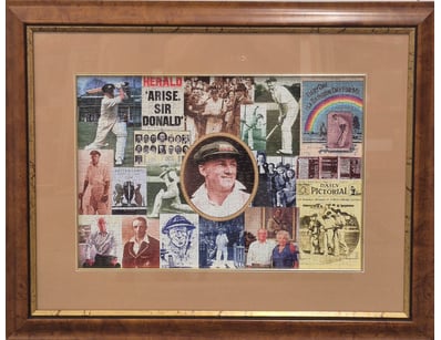 DON BRADMAN COMMEMORATIVE COLLAGE PUZZLE FRAMED DI...