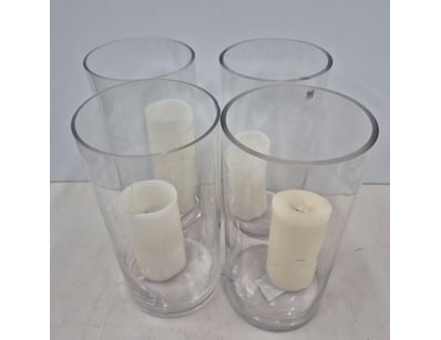 Glass vases and battery operated candles, quantity...
