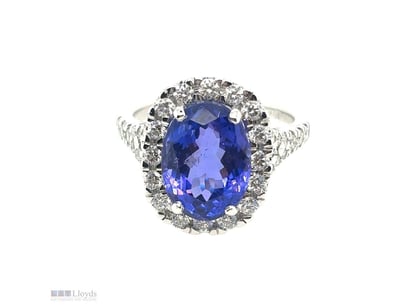 18CT WHITE GOLD (XRF TESTED) TANZANITE AND DIAMOND...