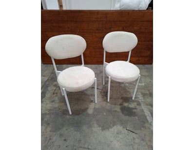 Dining Chairs, Metal Framed, White Finish Upholste...