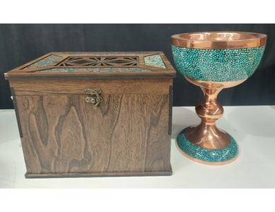 PERSIAN FIROOZEH KOOBI (TURQUOISE INLAY) PEDESTAL ...