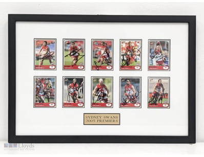 SYDNEY SWANS TEAM HAND SIGNED 2005 AFL PREMIERS TR...