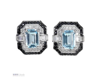 NATURAL TOPAZ & SPINEL ART DECO EARRINGS.      

N...