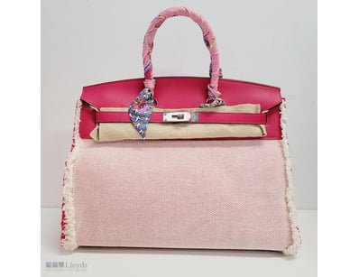 HERMÈS FRAY FRAY BIRKIN 35 FRAMBOISE ECRU SWIFT LE...