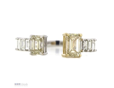 14K WHITE/YELLOW GOLD, FANCY YELLOW DIAMOND AND DI...