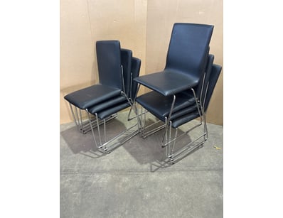 Set of 7 modern stackable dining chairs featuring ...