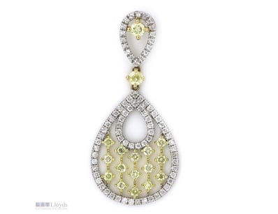 14K YELLOW/WHITE GOLD, FANCY YELLOW DIAMOND AND DI...