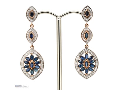 14K ROSE GOLD, BLUE SAPPHIRE AND DIAMOND, DECORATI...