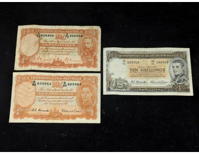 COMMONWEALTH OF AUSTRALIA TEN SHILLINGS BANKNOTES ...