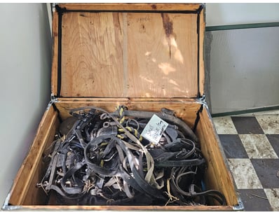 Chest of horse equipment

Sold as lot

Onsite

L...