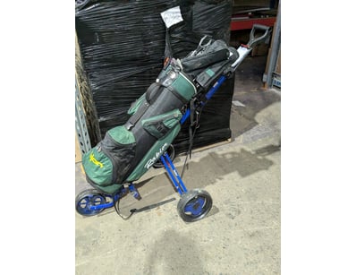 Gold clubs, including bag and trolley 

Sold as ...