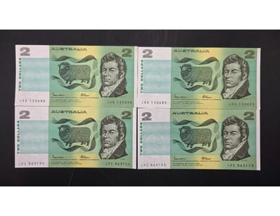 AUSTRALIAN $2 BANK NOTES 2 SETS SEQUENTIAL PAIRS
...