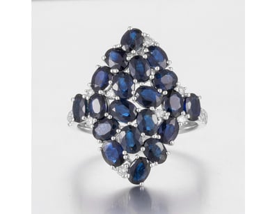 14CT WHITE GOLD AUSTRALIAN SAPPHIRE AND DIAMOND CO...