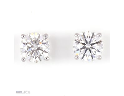 3.08 CT ROUND PRONG STUD EARRINGS IN 10KT WHITE GO...