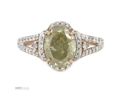 14K ROSE GOLD, FANCY YELLOW DIAMOND AND DIAMOND, H...
