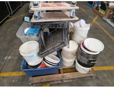 Pallet Lot of catering items, including buckets, d...