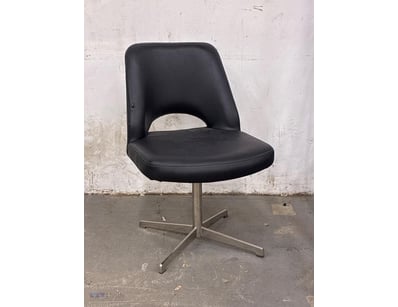 Occasional chair, black leather style, stainless s...