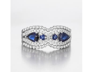 14CT WHITE GOLD MADAGASCAN SAPPHIRE AND DIAMOND ST...