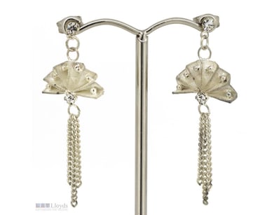STERLING SILVER, FAN DROP EARRINGS.      

Conditi...