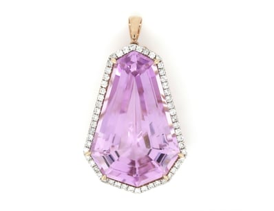 14K ROSE GOLD, 77.06CT KUNZITE AND DIAMOND, STATEM...