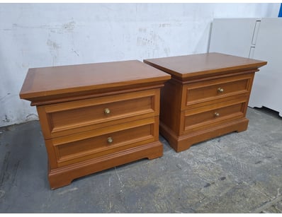 Pair Of Bedside Tables, Timber Style, Brown Finish...