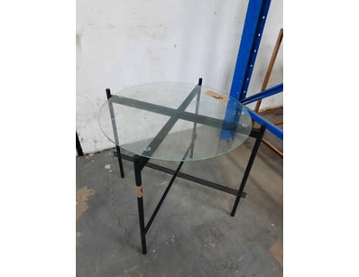 Side Table With Glass Top, Black Finish 

Dimens...