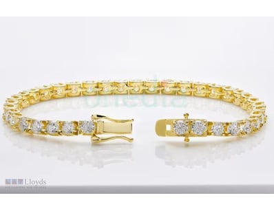 YELLOW GOLD PLATED TENNIS BRACELET WHITE CUBIC ZIR...