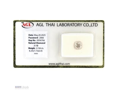 3.158CT CERTIFIED, NATURAL DIAMOND     

Cushion B...