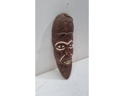 CARVED CENTRAL AFRICAN  WOODEN TRIBAL ELDER FACE M...