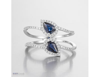 14CT WHITE GOLD AUSTRALIAN SAPPHIRE AND DIAMOND DR...