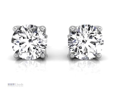 3.15 CARATS PLATINUM DIAMOND SOLITAIRE EARRINGS IG...