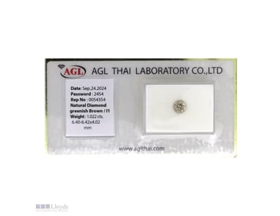 1.022CT CERTIFIED, NATURAL BROWN DIAMOND     

Rou...