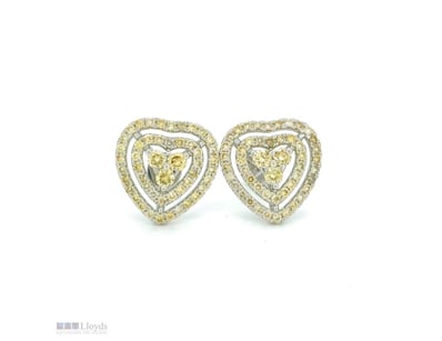 9CT WHITE GOLD FANCY YELLOW AND CHAMPAGNE BROWN DI...