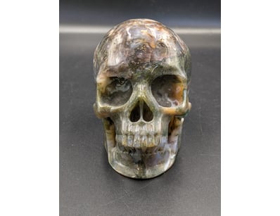 1.31KG MOSS AGATE GEODE SKULL, A GRADE

Conditio...