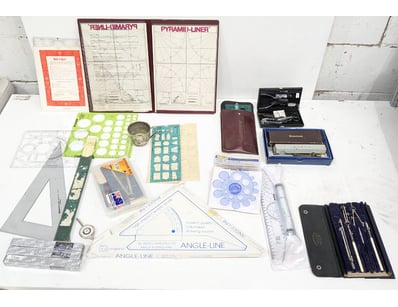 Comprehensive vintage technical drawing and drafti...