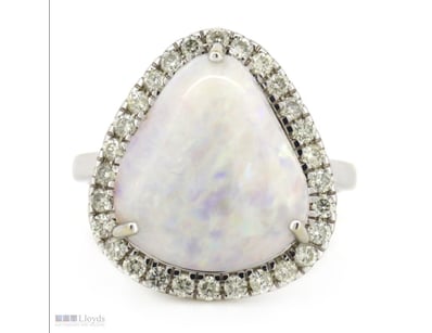 14K WHITE GOLD, 4.12CT AUSTRALIAN ANDAMOOKA OPAL A...