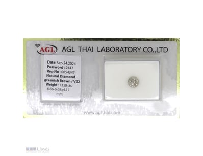 1.158CT CERTIFIED, NATURAL GREEN/BROWN DIAMOND    ...