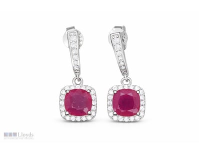 NATURAL BURMESE RUBY EARRINGS ON 925 SILVER - WITH...