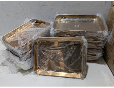 Bulk lot of gold-toned aluminium baking trays and ...