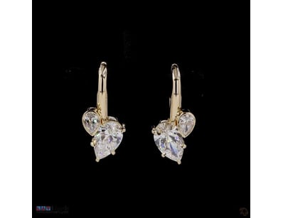 3.50 CT PEAR DROP LEVER-BACK EARRINGS IN 18KT YELL...