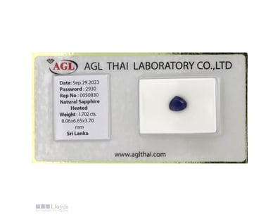 1.702CT CERTIFIED, NATURAL BLUE CEYLON SAPPHIRE   ...