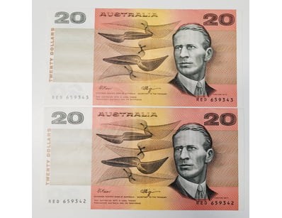 AUSTRALIAN $20 BANKNOTES , R412 (EF)

CV : $120...