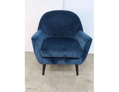 Occasional chair, blue finish velvet style fabric,...