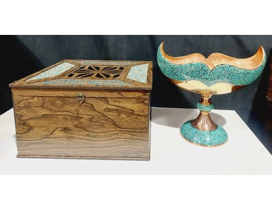 PERSIAN FIROOZEH KOOBI (TURQUOISE INLAY) PEDESTAL ...