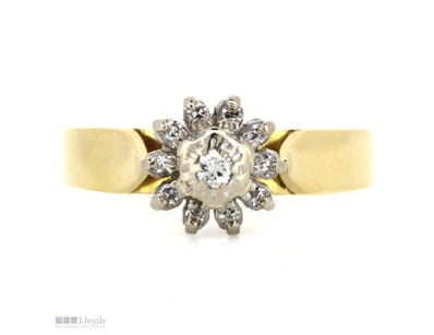 18K YELLOW GOLD/PLATINUM AND 0.25CT DIAMOND, VINTA...